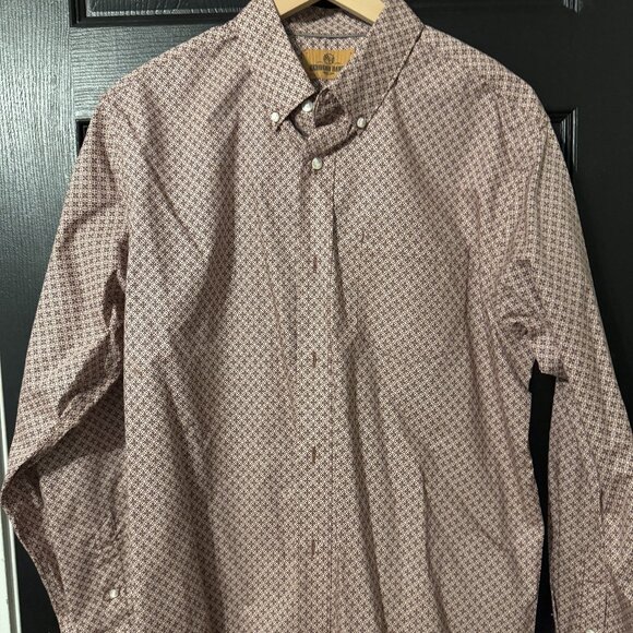 NWOT Mens Redhead Ranch Long Sleeve Button Down Shirt Red Brown - Picture 1 of 3
